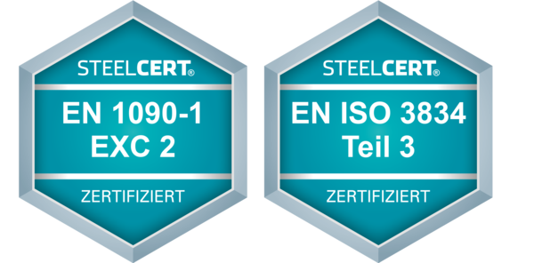 Zertifizierungen nach EN 1090-1 EXC2 und EN ISO 3834 Teil 3